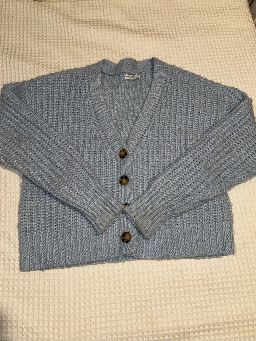 2/$10 - Chunky Knit Button-Front Cardigan in Dusty Blue